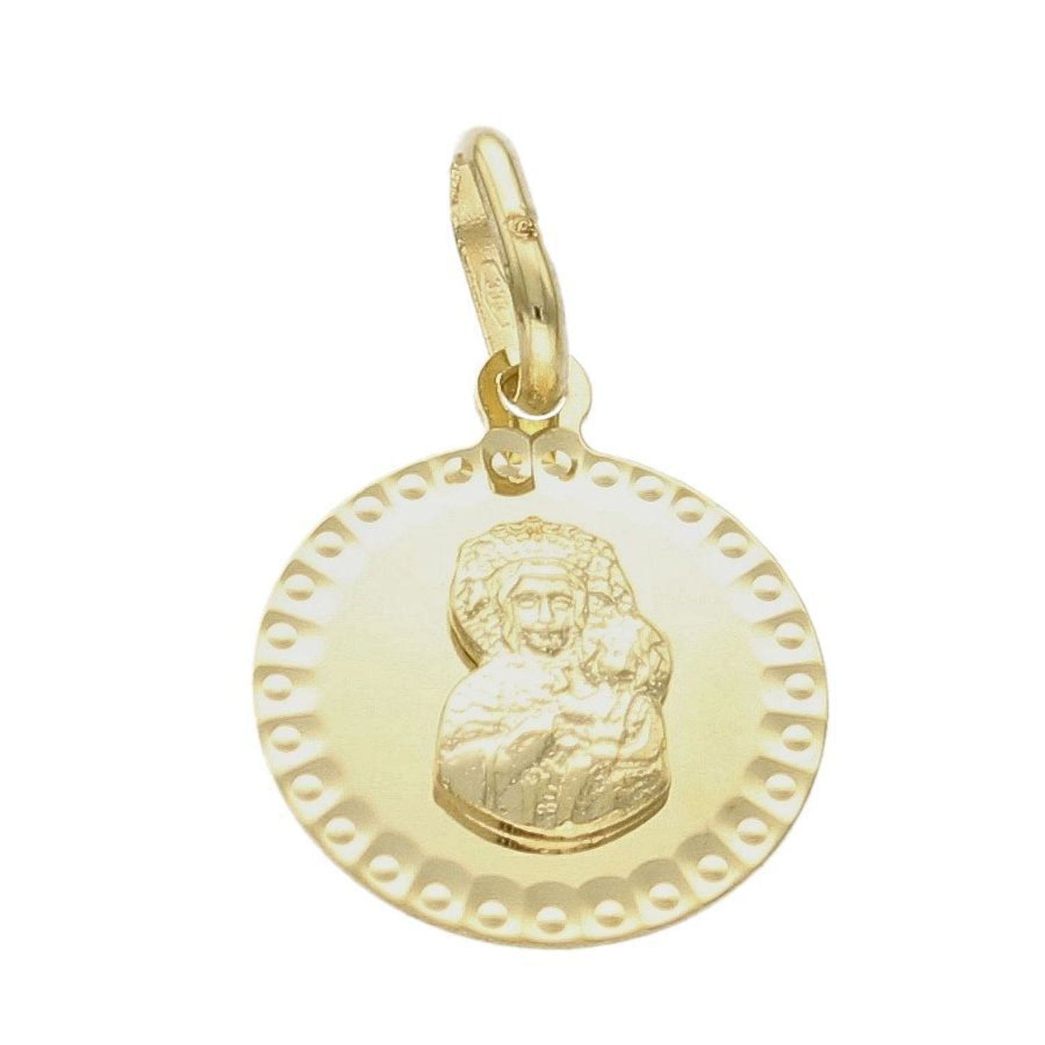 Złota zawieszka medalik okrągły Matka Boska ZA 3161 333. Medalik będący wspaniałą pamiątką i prezentem z okazji chrztu, komunii czy bierzmowania. Zawieszka wykonana ze złota próby 333. Piękna biżuteria o bogatej symbolice rel.jpg